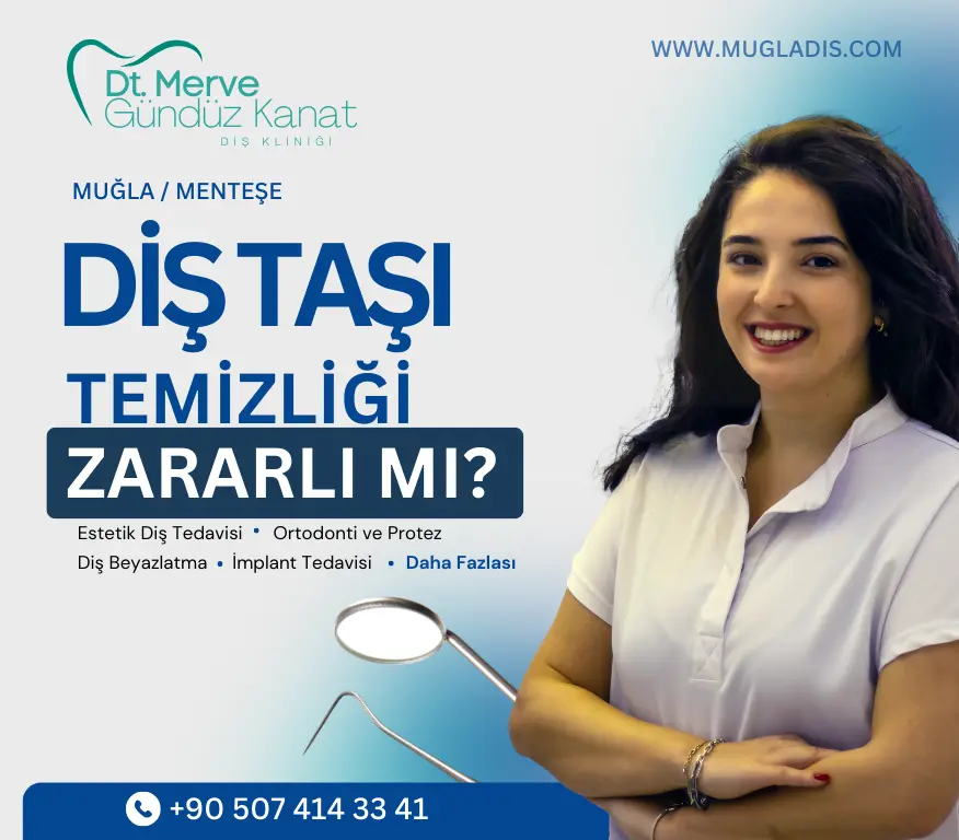 Diş taşı temizliği işlemi - diş hekimi ultrasonik cihaz ile profesyonel temizlik yaparken